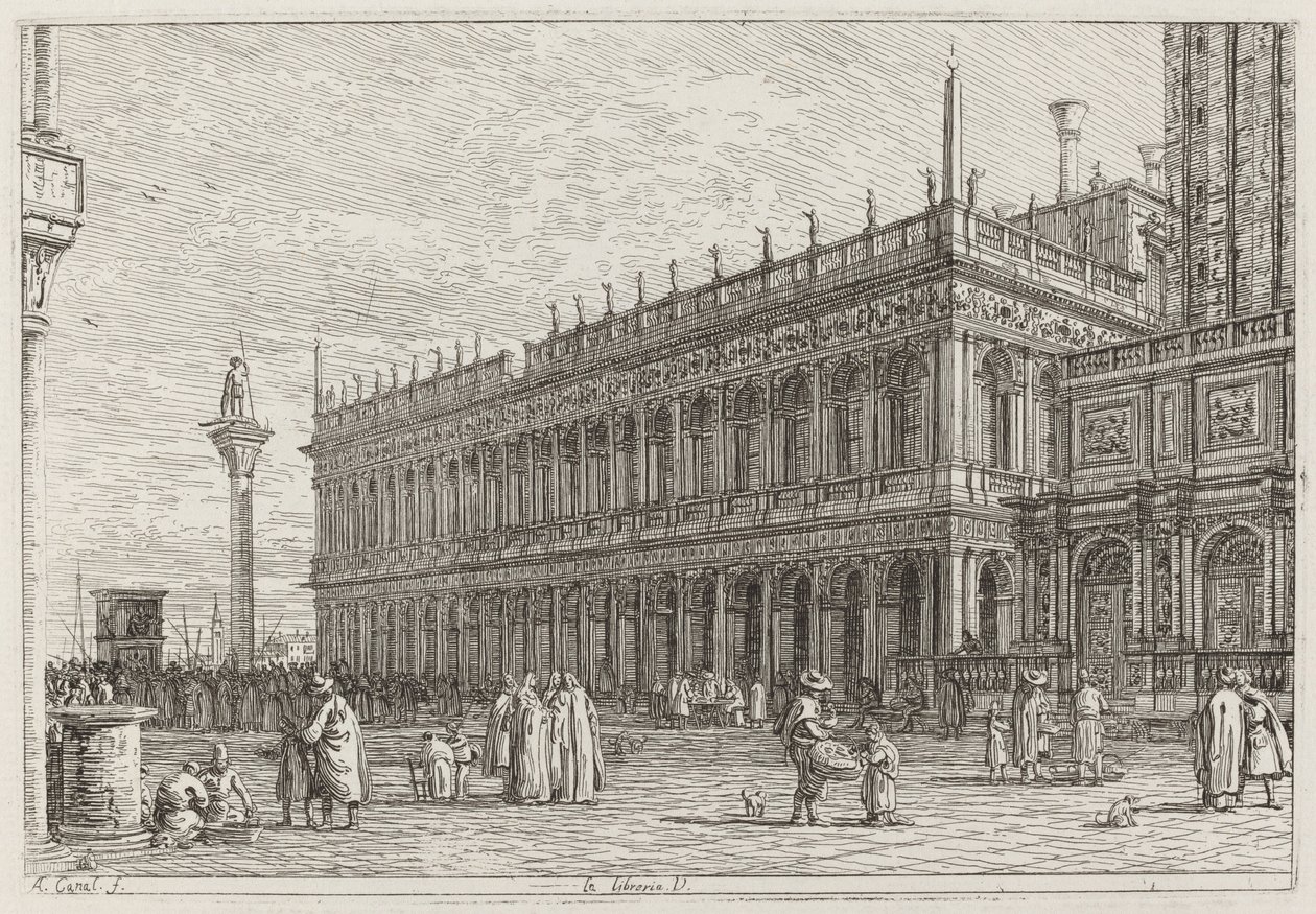 La libreria. V. [övre till vänster], i eller före 1742. av Canaletto