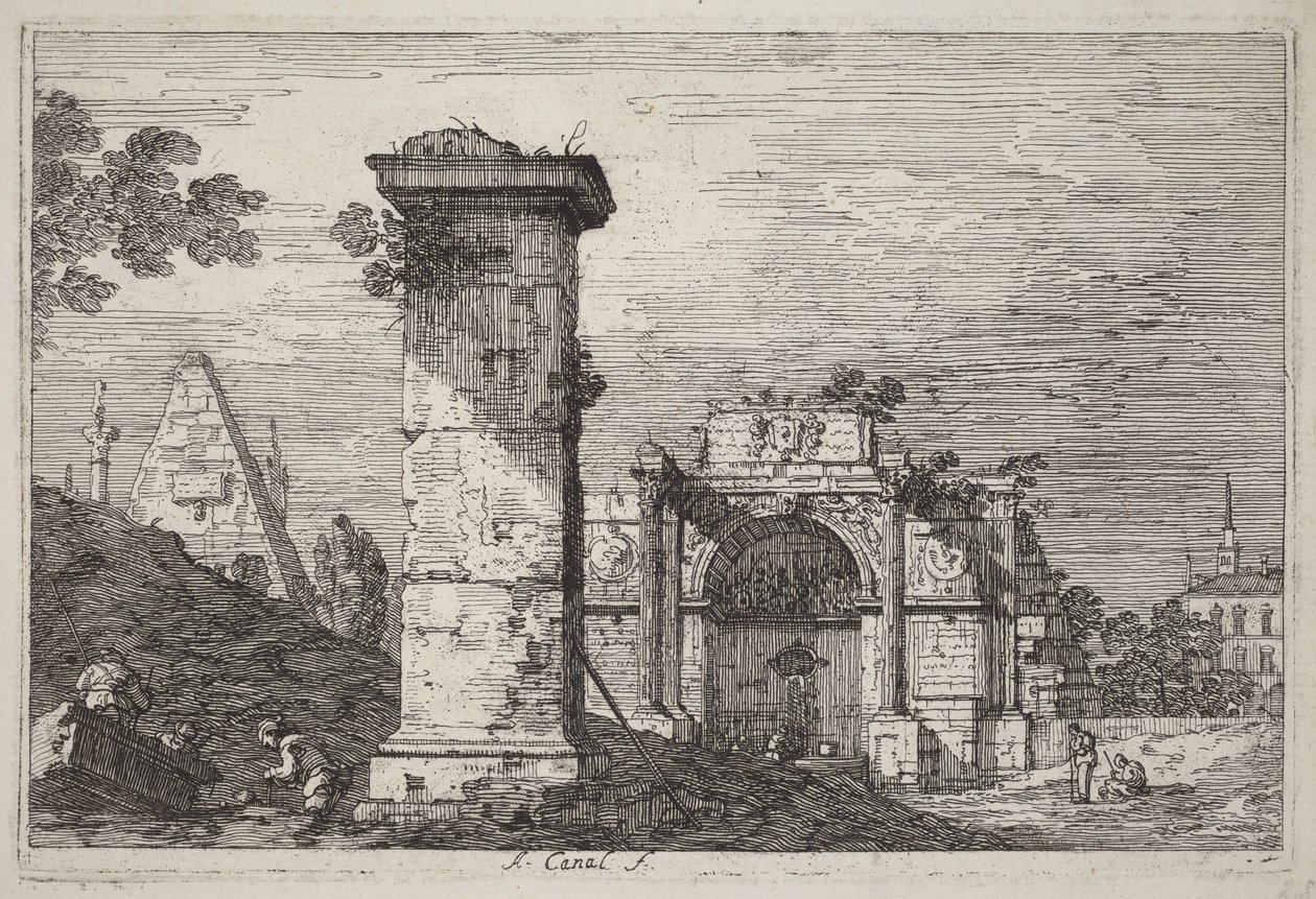 Landskap med ruiner av Canaletto
