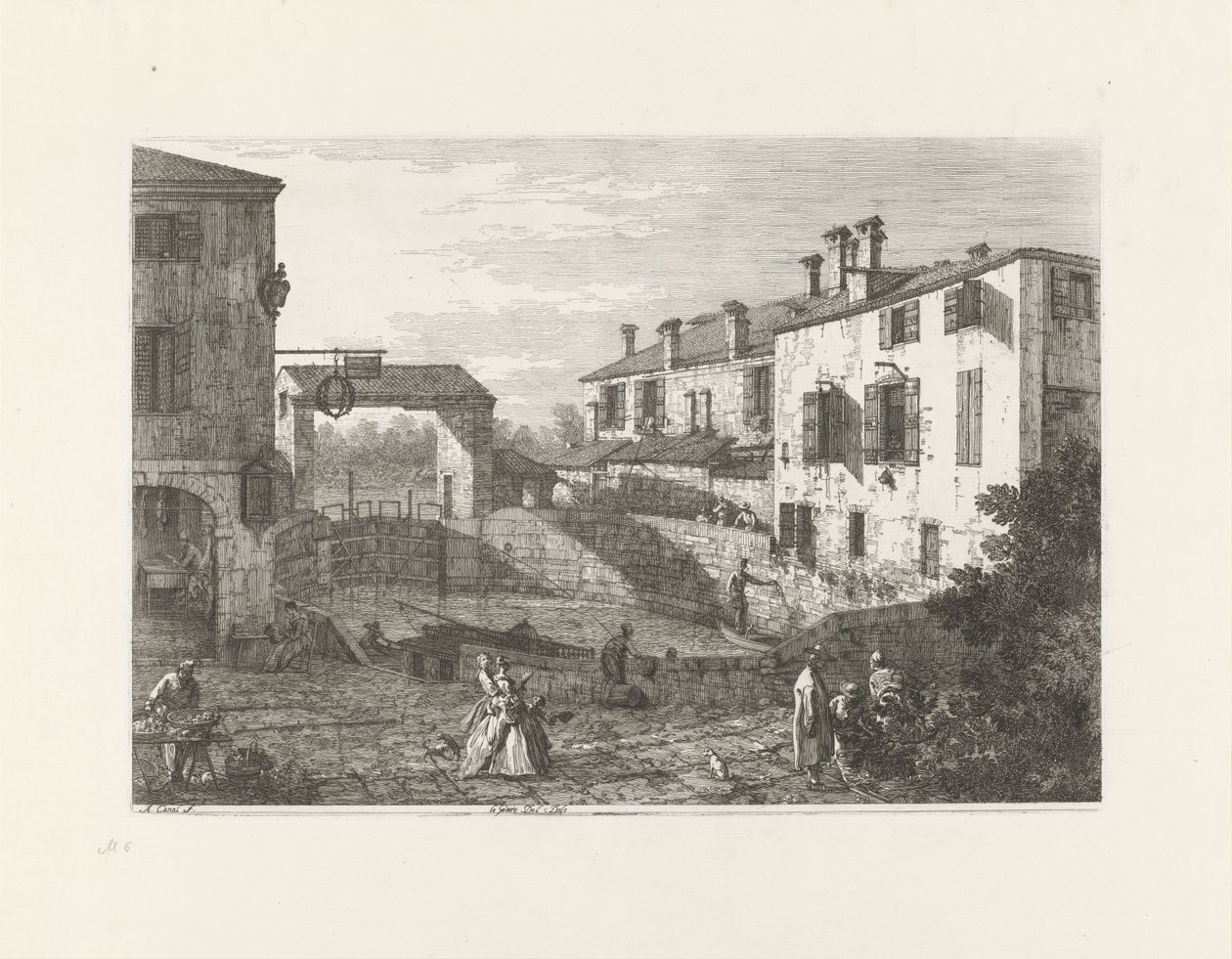 Le porte del Dolo (titel på objekt) Ansikten på befintliga och påhittade platser (serietitel) Vidute altre prese da i Luoghi altre ideate av Antonio Canal (serietitel) av Canaletto