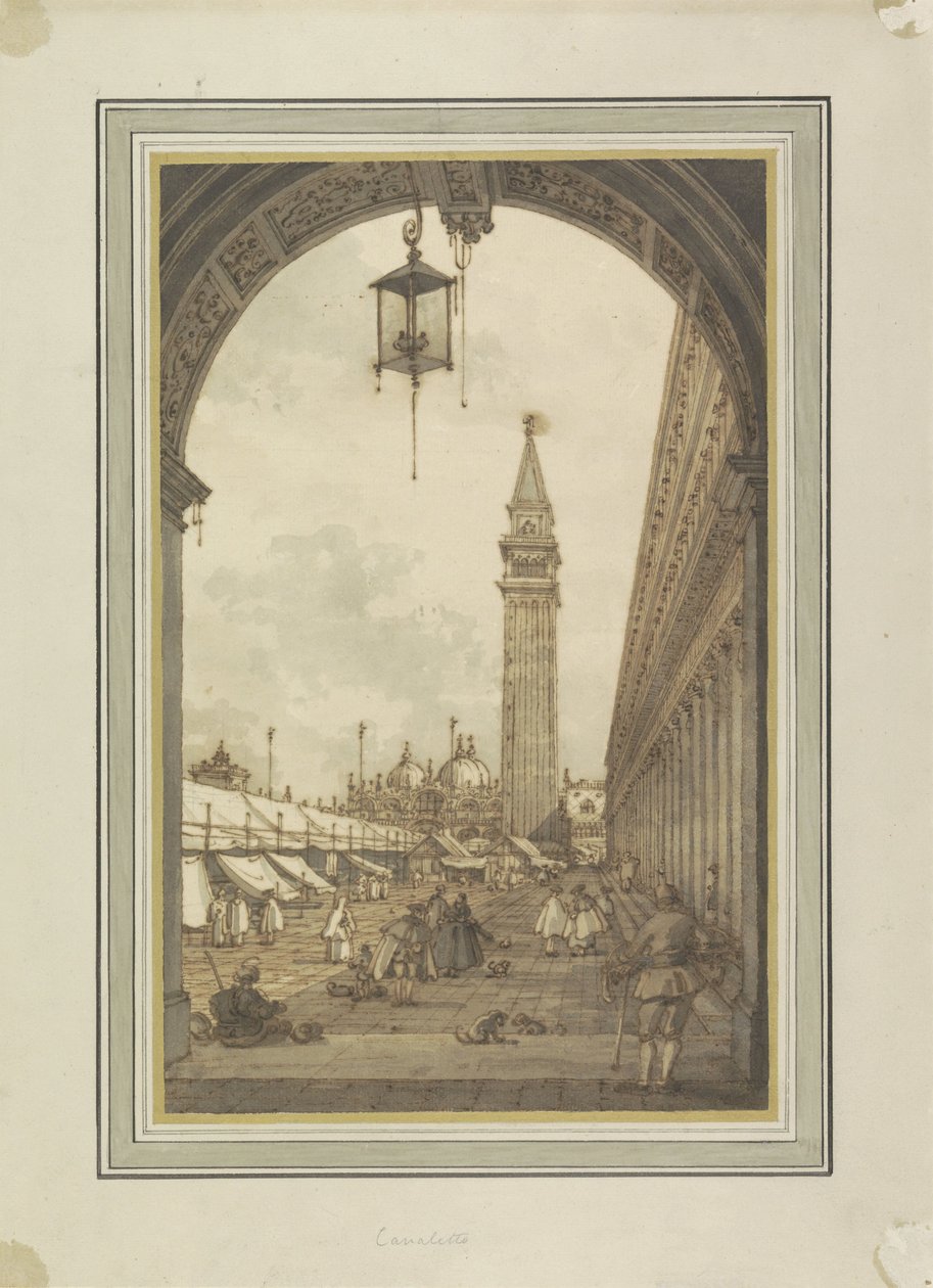 Piazza San Marco, Venedig, sett från sydväst Piazza San Marco träffade Campanile i San Marco te Venetië av Canaletto