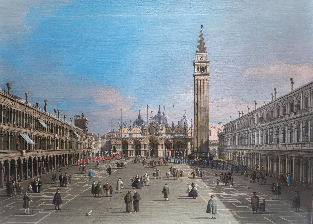 Piazza San Marco med basilikan, Venedig av Canaletto