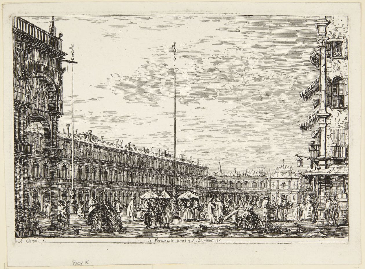 San Marco-torget med Procuratie Nuove och San Geminiano av Canaletto
