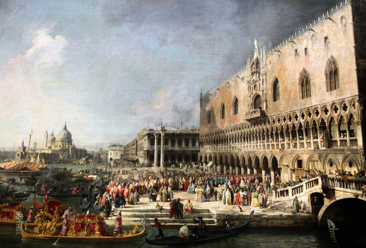 "Mottagning av den franska ambassadören i Venedig", 1726-1727 av Canaletto