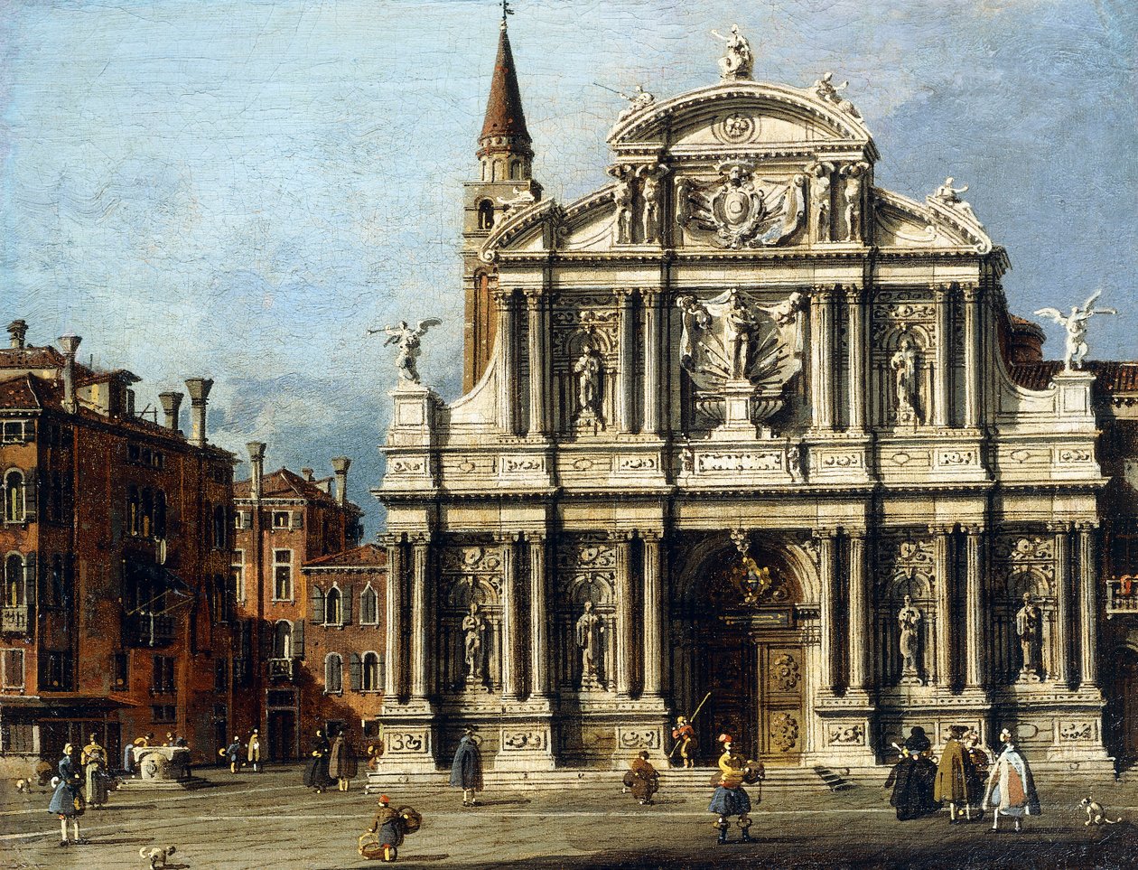 Kyrkan och Campo Santo Maria Zobenigo, Venedig, av Giovanni Antonio Canal