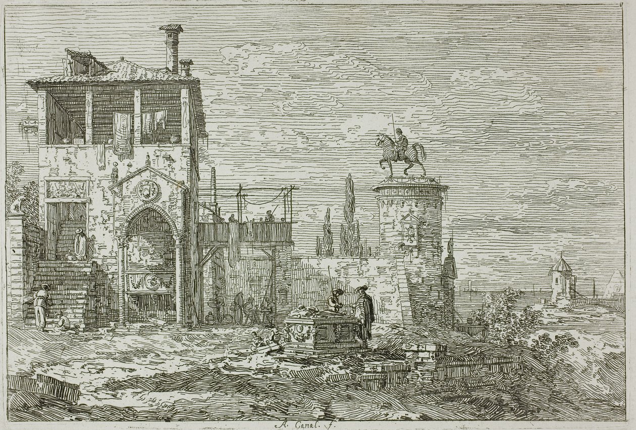Ridsportmonumentet, från Vedute av Canaletto
