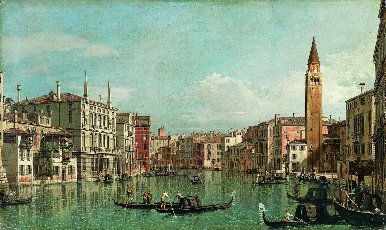 Canal Grande, Venedig, med utsikt mot sydost, med Campo della Carità till höger, 1730-talet. av Giovanni Antonio Canal