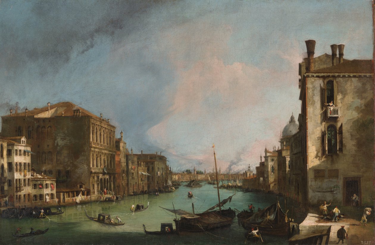 Canal Grande i Venedig med Rialtobron av Canaletto