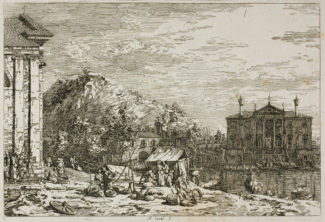 Marknaden i Dolo, från Vedute av Canaletto