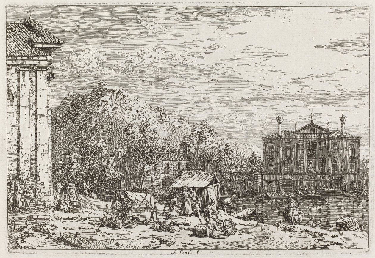 Marknaden i Dolo [nedre vänster], ca. 17351746. av Canaletto