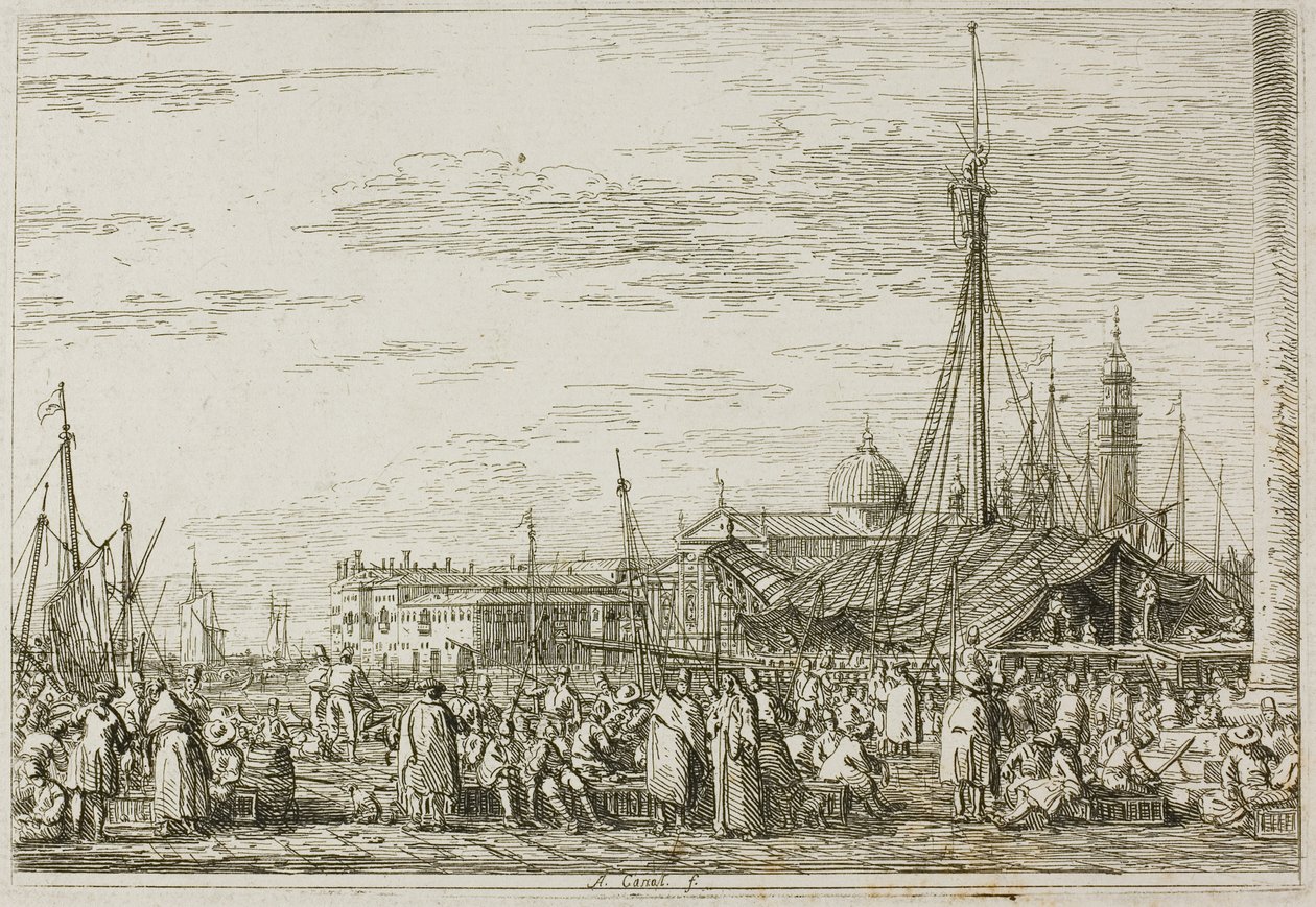 Marknaden på Molo, från Vedute av Canaletto