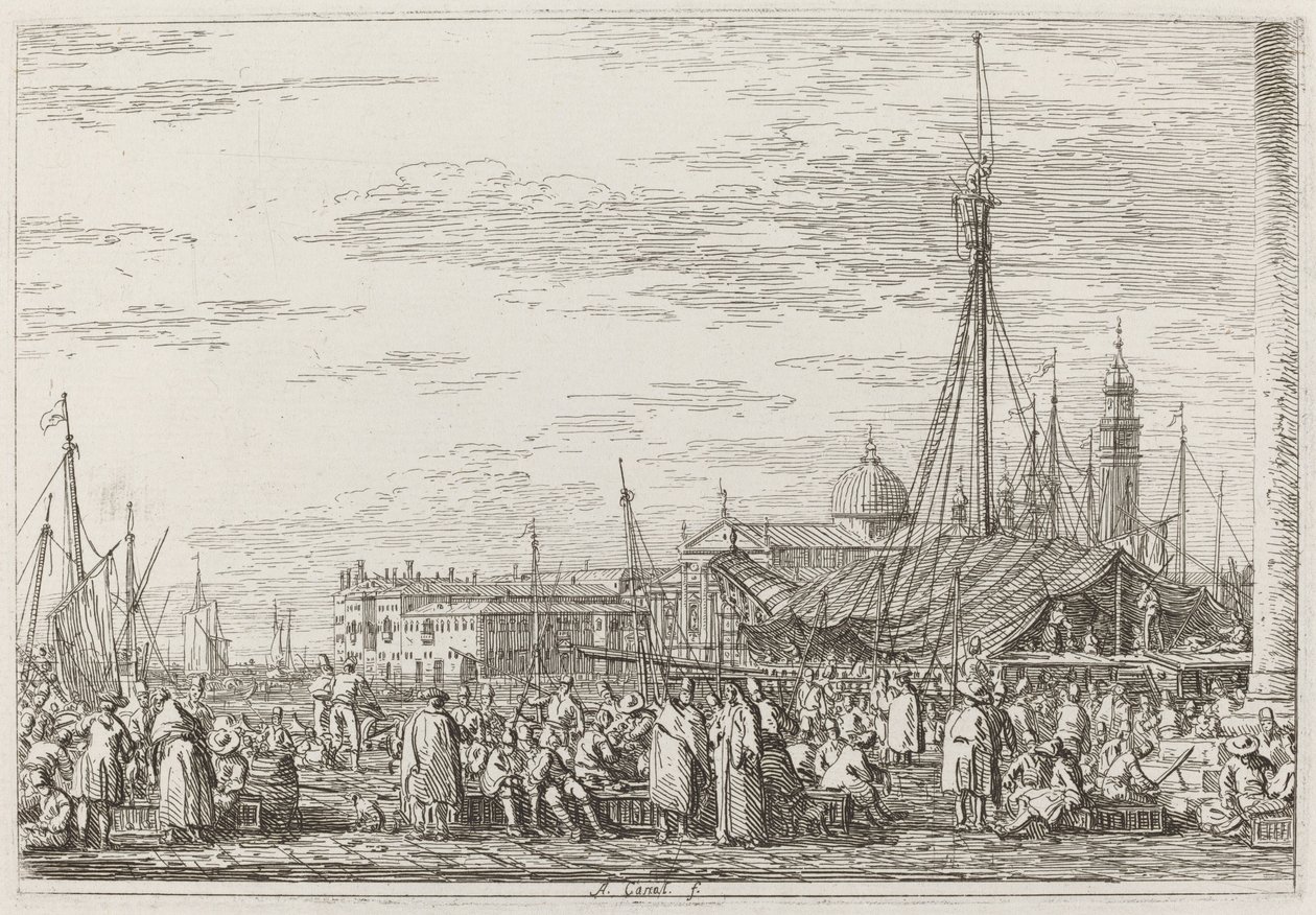 Marknaden på Molo [överst till vänster] av Canaletto