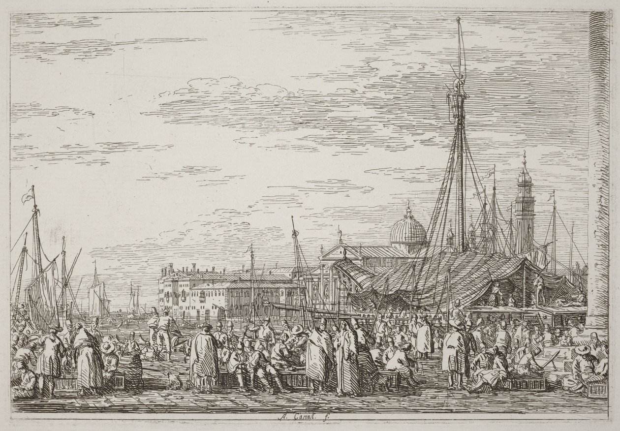 Marknaden på Molo [uppe till vänster] av Canaletto