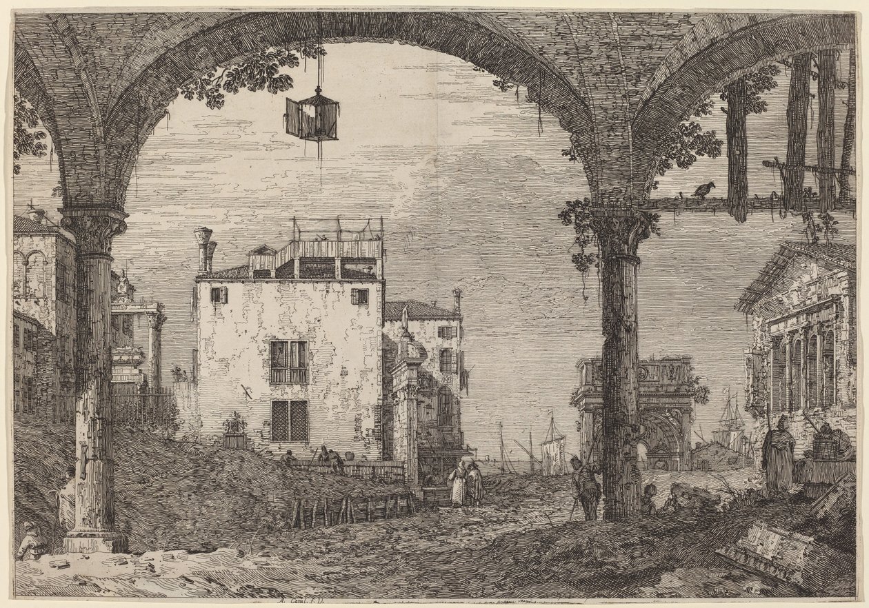 Portiken med lyktan av Canaletto