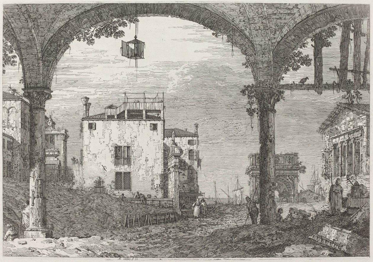 Portiken med lyktan, ca. 17351746. av Canaletto