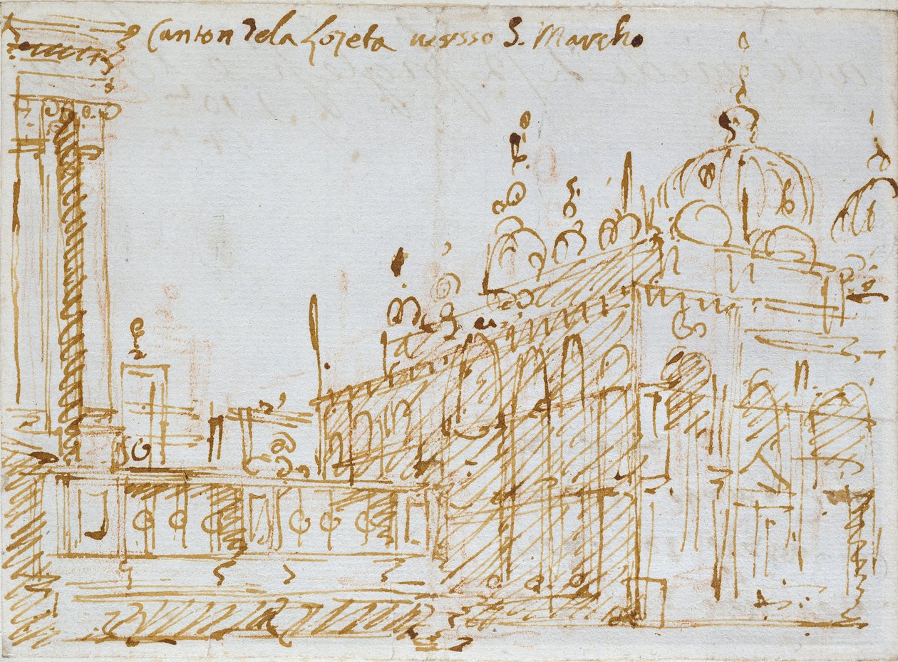 Venedig: Markusplatsen och Loggetta, mitten av 1700-talet av Canaletto