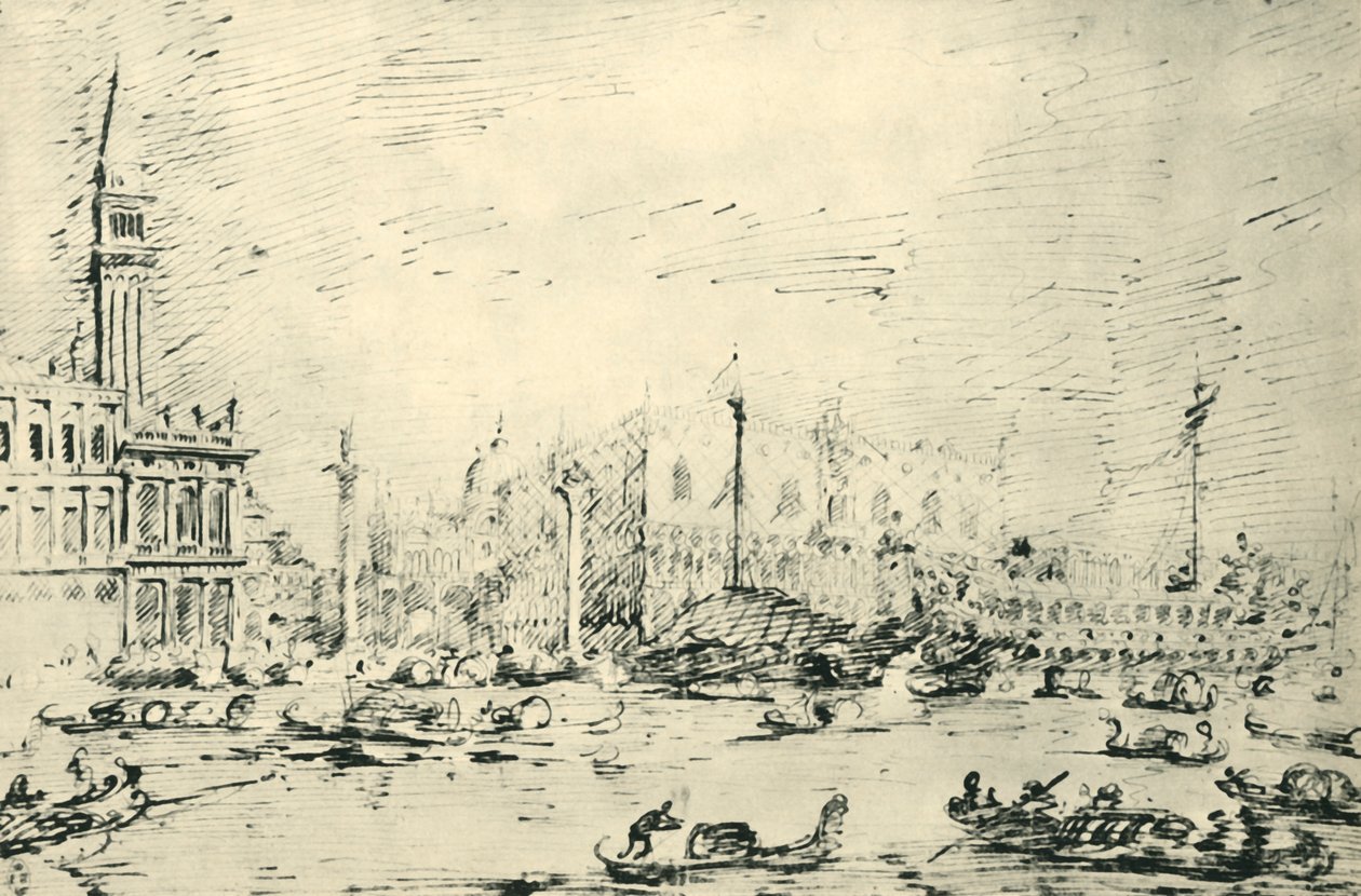 Venedig: Bacino di San Marco på Kristi himmelsfärdsdag 1729, 1943. av Giovanni Antonio Canal