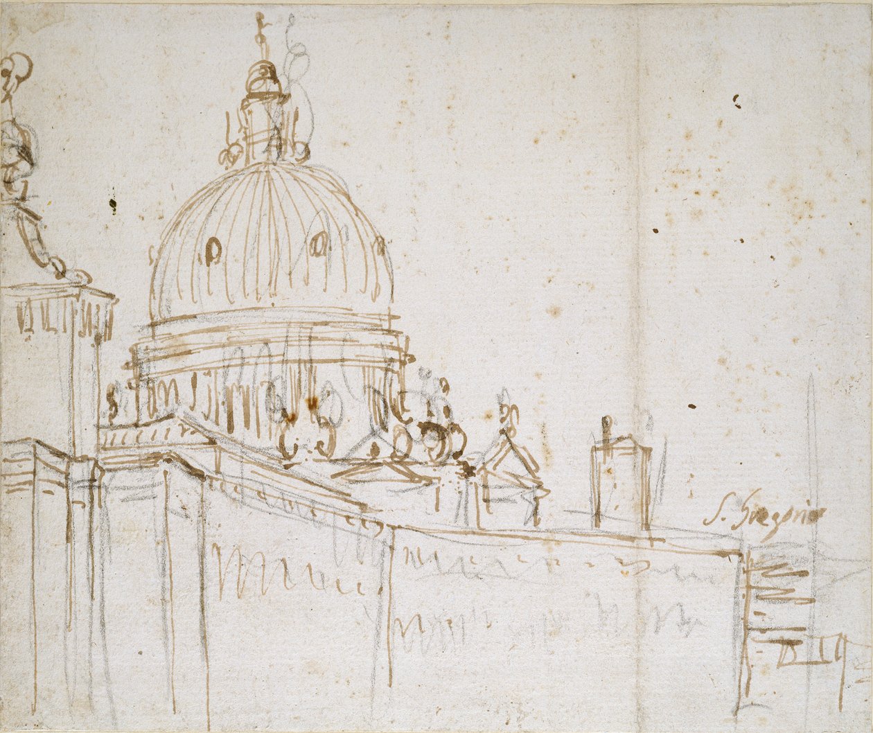 Venedig: Dogana di Mare och S. Maria della Salute, mitten av 1700-talet av Canaletto
