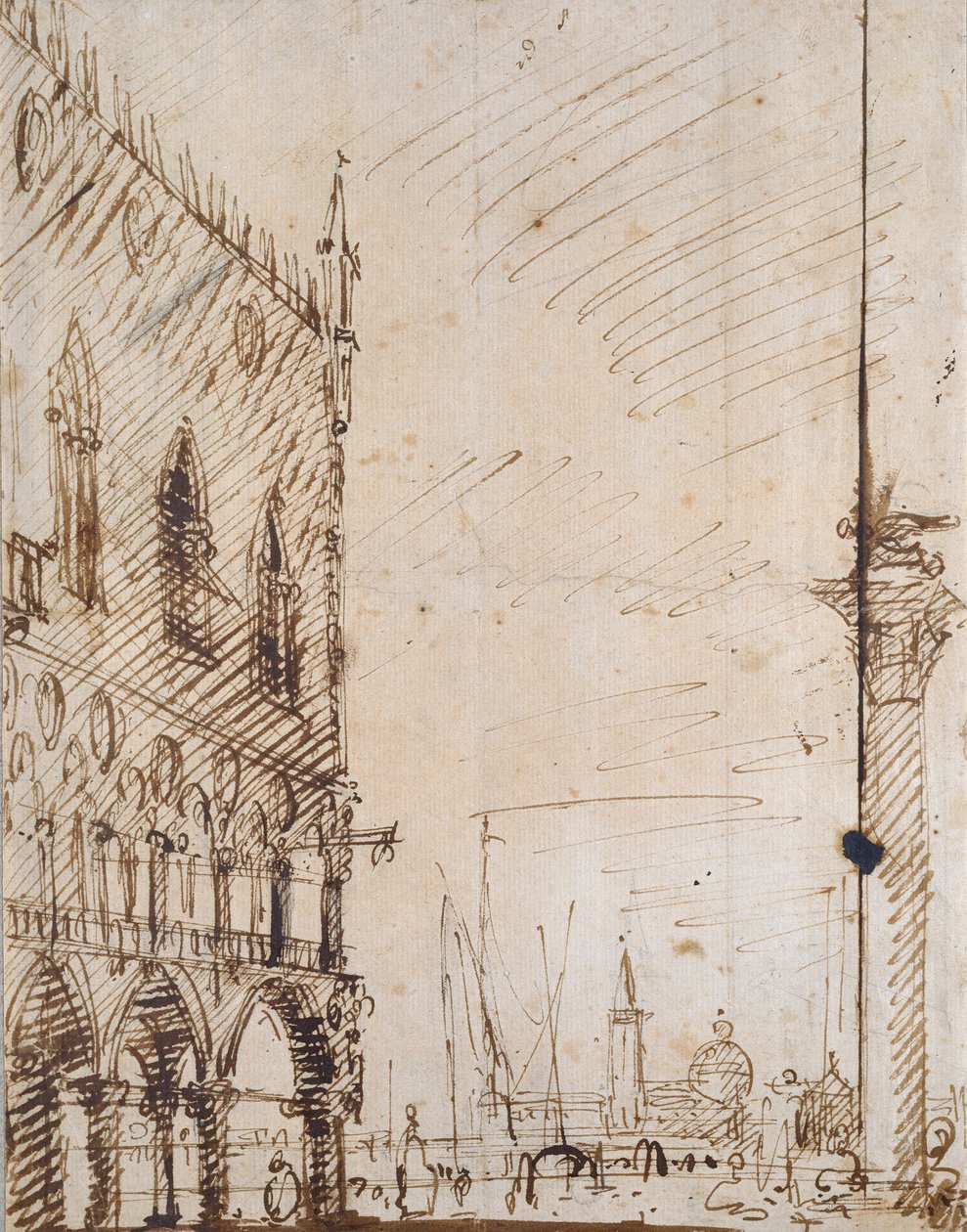 Venedig: Dogepalatsets sydvästra vinkel, tidigt 1700-tal av Canaletto