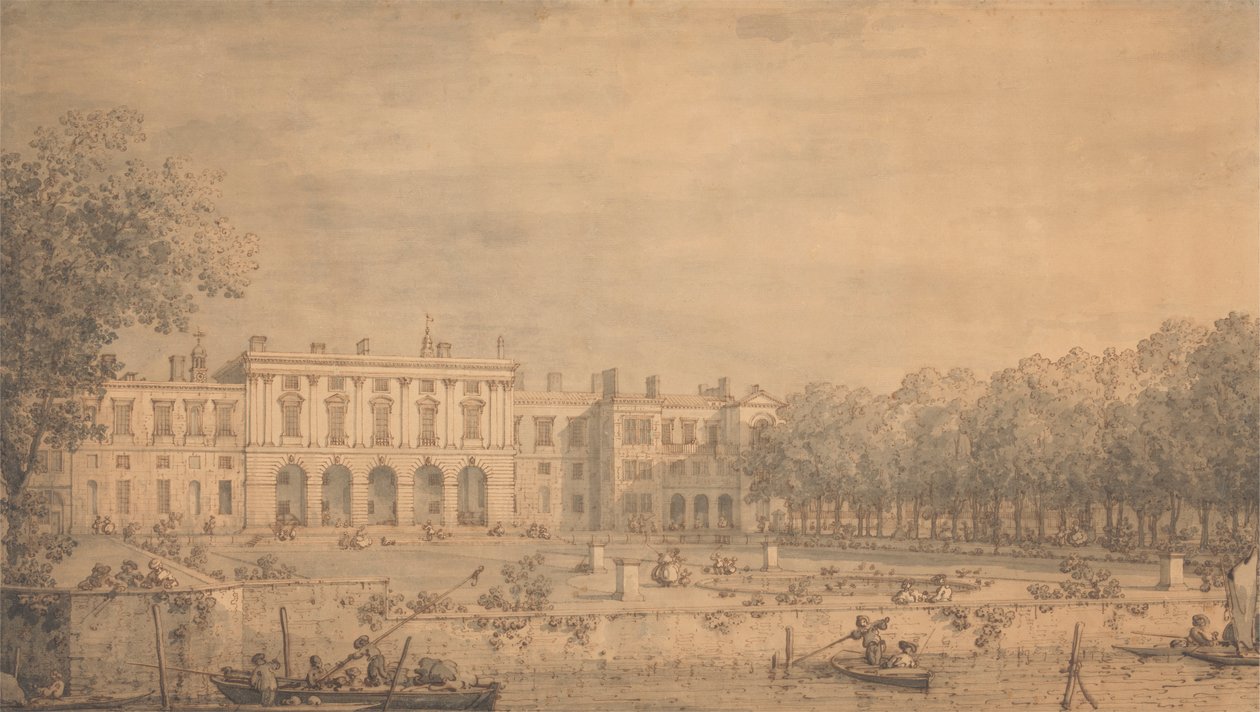 Utsikt över Old Somerset House från Themsen av Canaletto