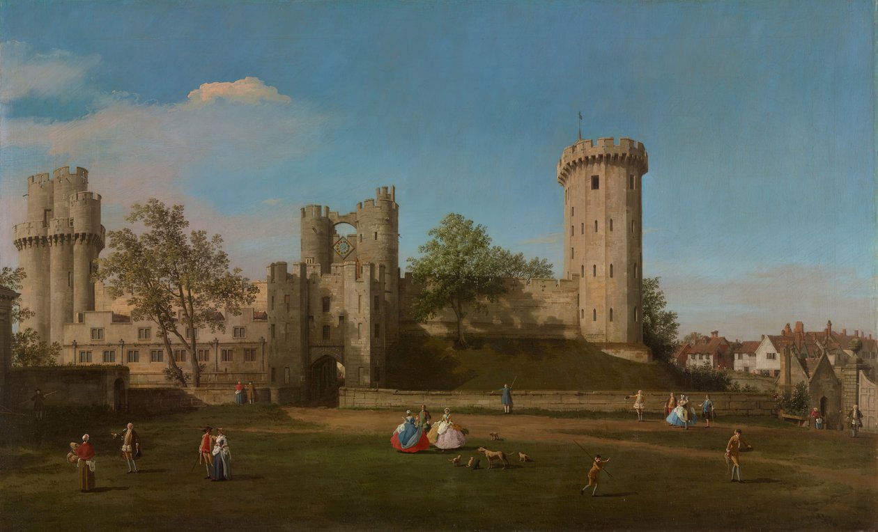 Warwick Castle, East Front from the Outer Court, 1752. av Canaletto