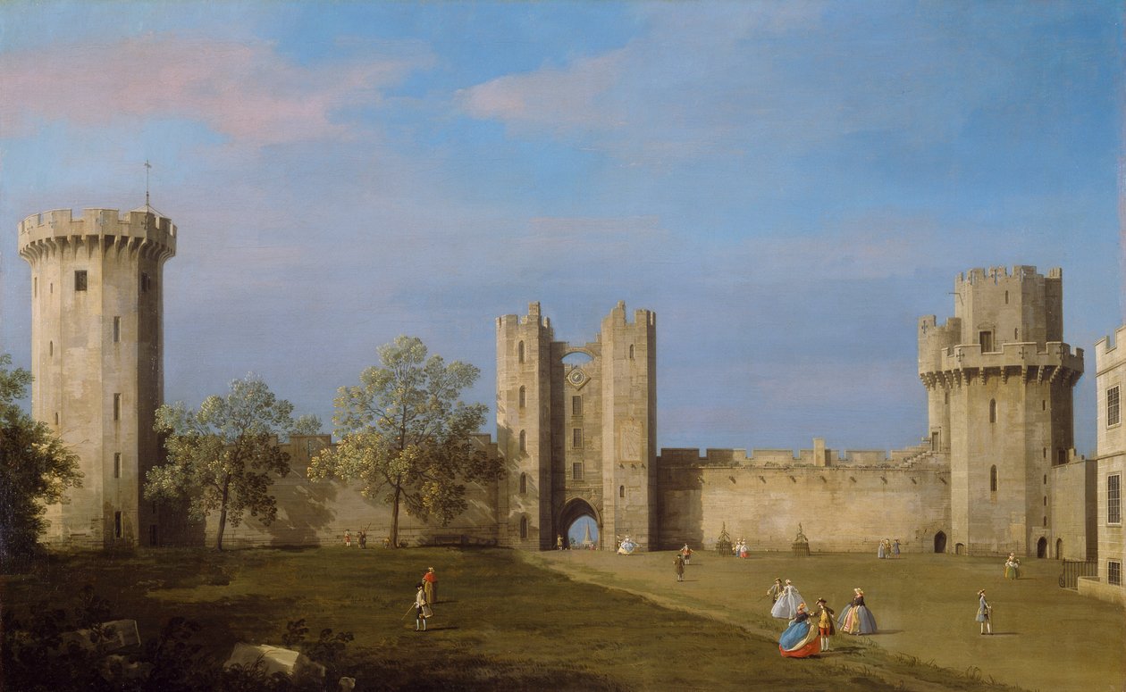 Warwick Castle, East Front från Outer Court, 1752 av Giovanni Antonio Canal
