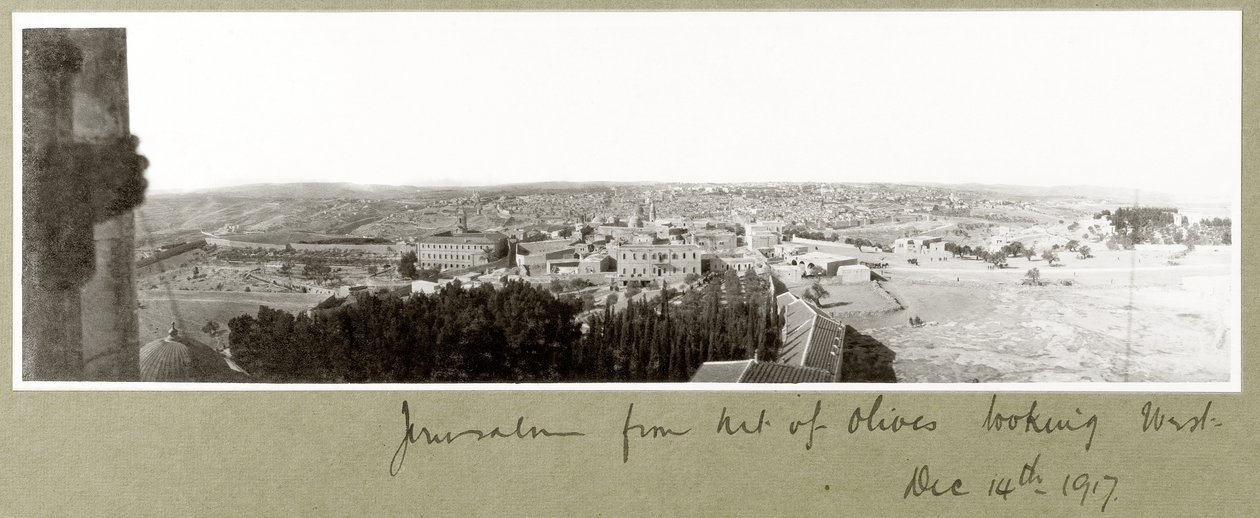 Jerusalem från Oljeberget blickar västerut, 14 december 1917 av Capt. Arthur Rhodes