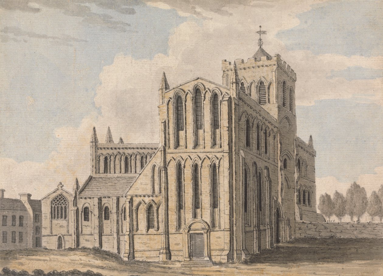 Northwest View of Castle Church, Hexham, Northumberland av Capt. Francis Grose