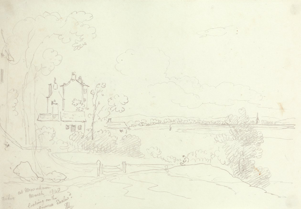 At Newnham Looking on the Severn Eastward, mars 1848 av Capt. Thomas Hastings