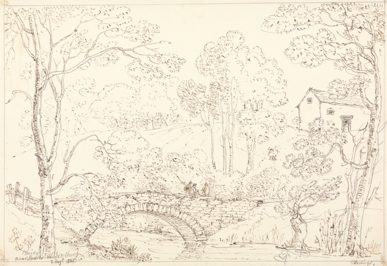Bro nära Loweswater Church, 2 augusti 1835 av Capt. Thomas Hastings