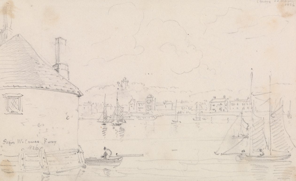 Cowes, från West Cowes Ferry, 22 mars 1826 av Capt. Thomas Hastings