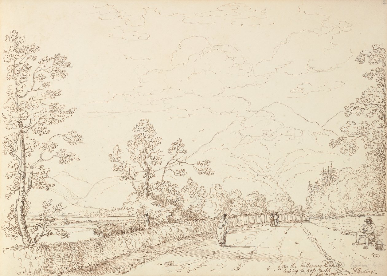 På Killarney Road som leder till Ross Castle, 4 september 1841 av Capt. Thomas Hastings