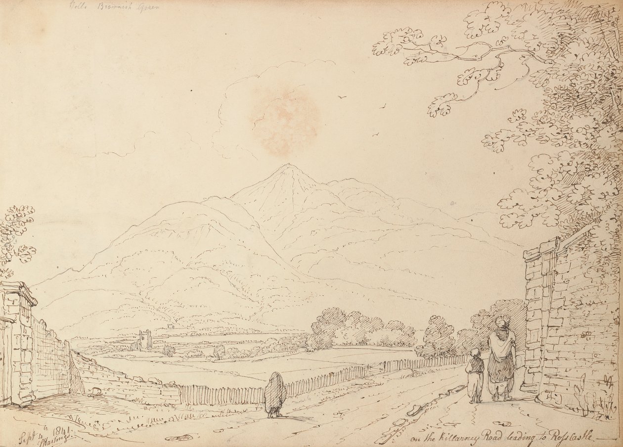 På Killarney Road som leder till Ross Castle, 4 september 1841 av Capt. Thomas Hastings