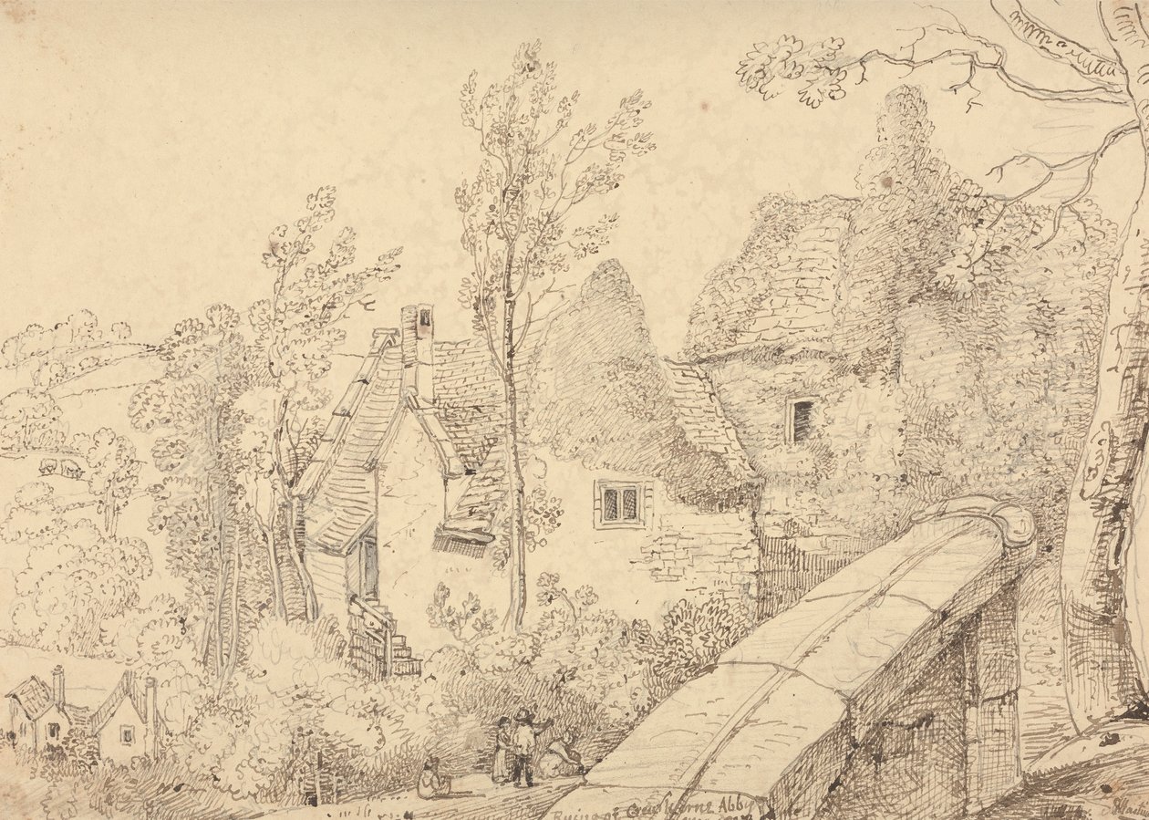 Ruinerna av Crewkerne Abbey, maj 1833 av Capt. Thomas Hastings