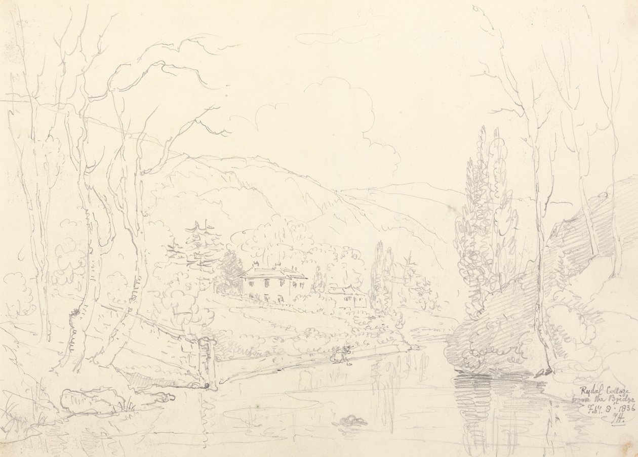Rydalstuga från bron, 8 februari 1836 av Capt. Thomas Hastings