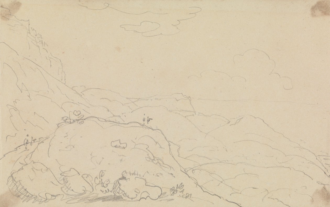 Skiss av Cliff and Hills nära stranden av Capt. Thomas Hastings