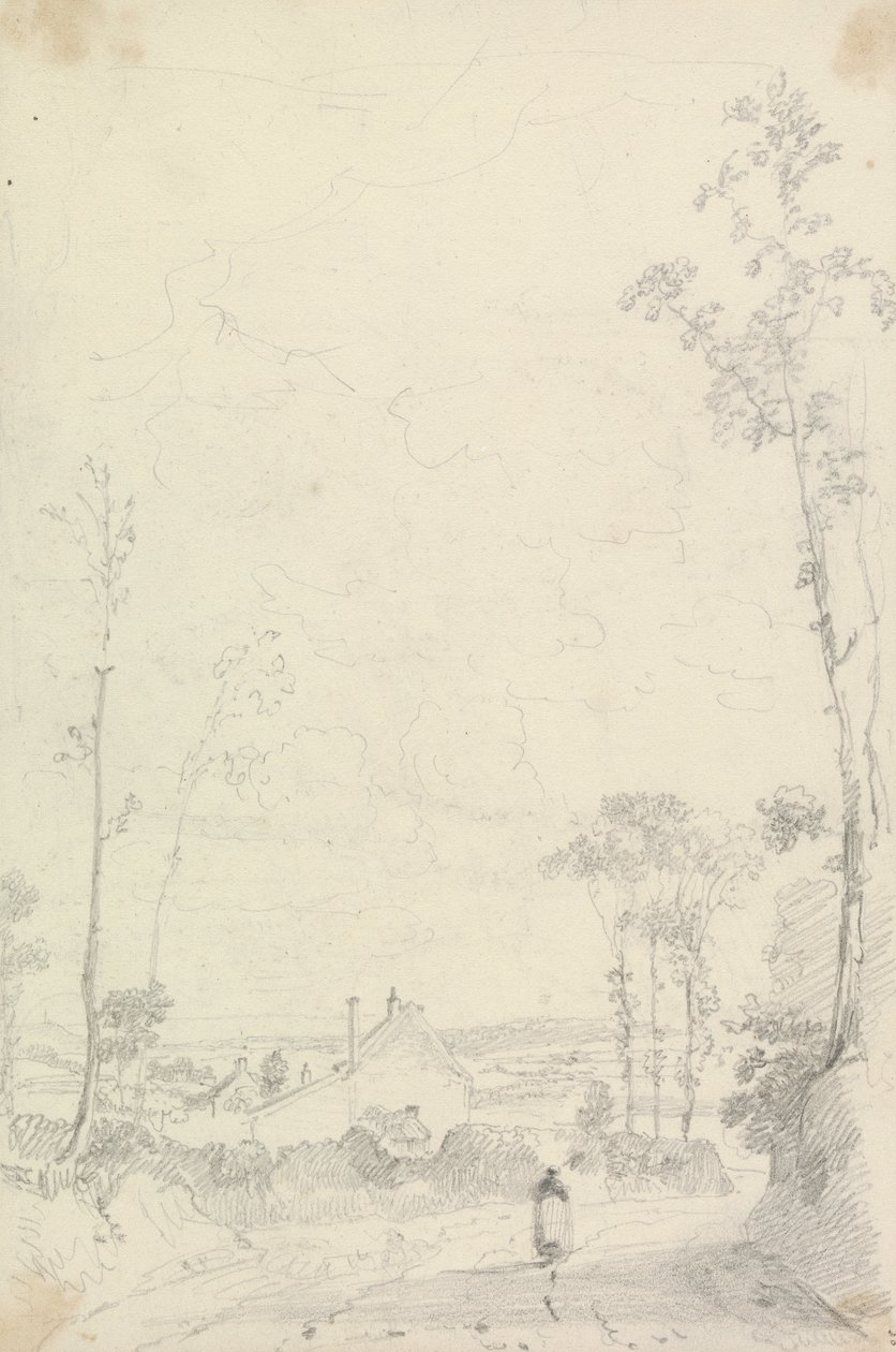 Skiss av ett hus längs en Heathland Road av Capt. Thomas Hastings