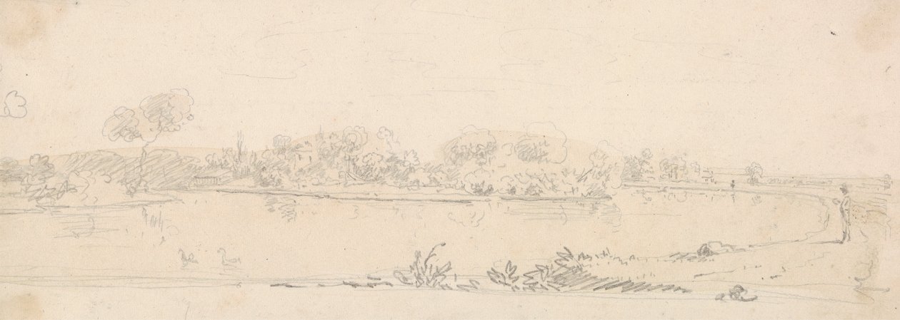 Skiss av ett landskap över vattnet av Capt. Thomas Hastings