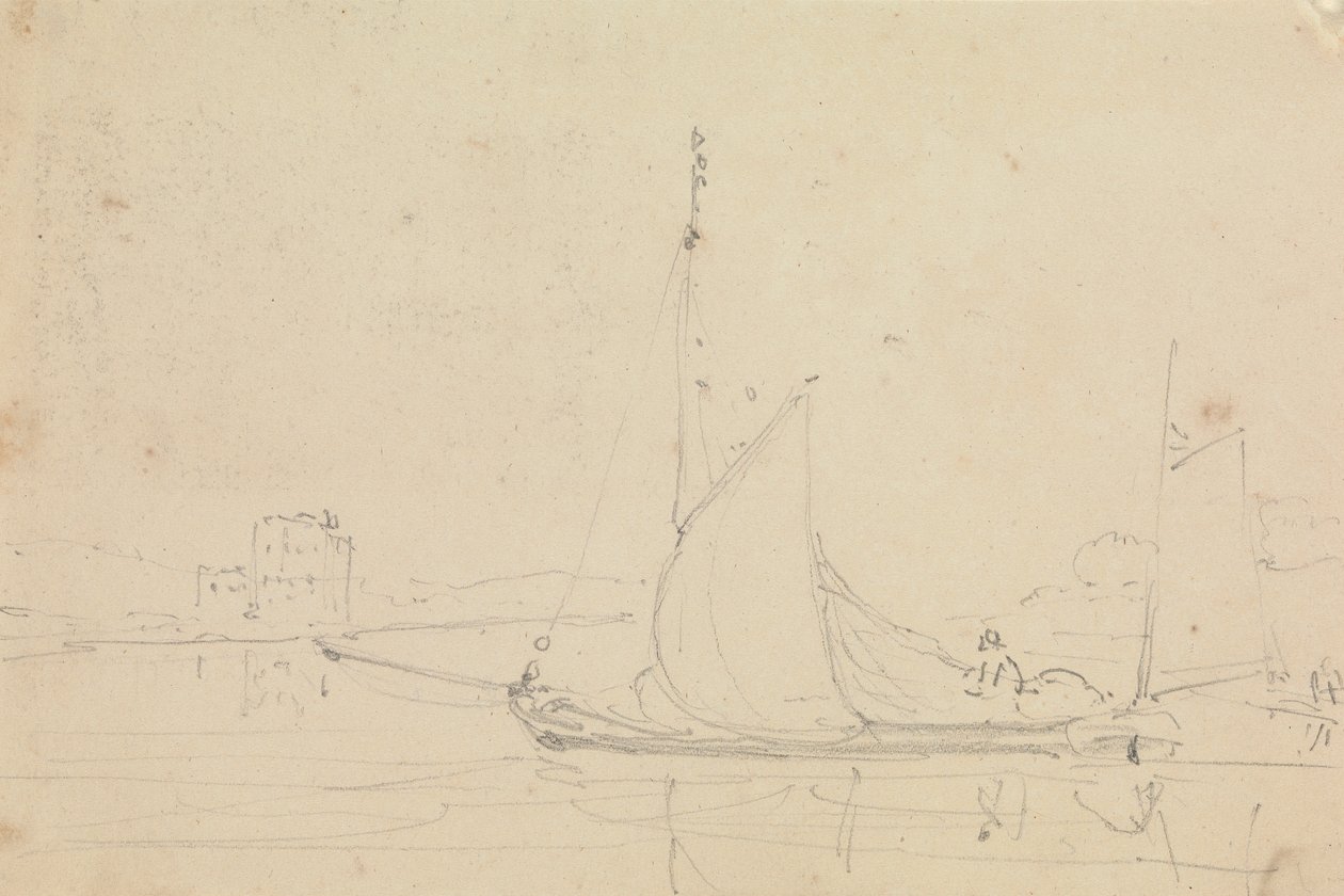 Skiss av en segelbåt av Capt. Thomas Hastings