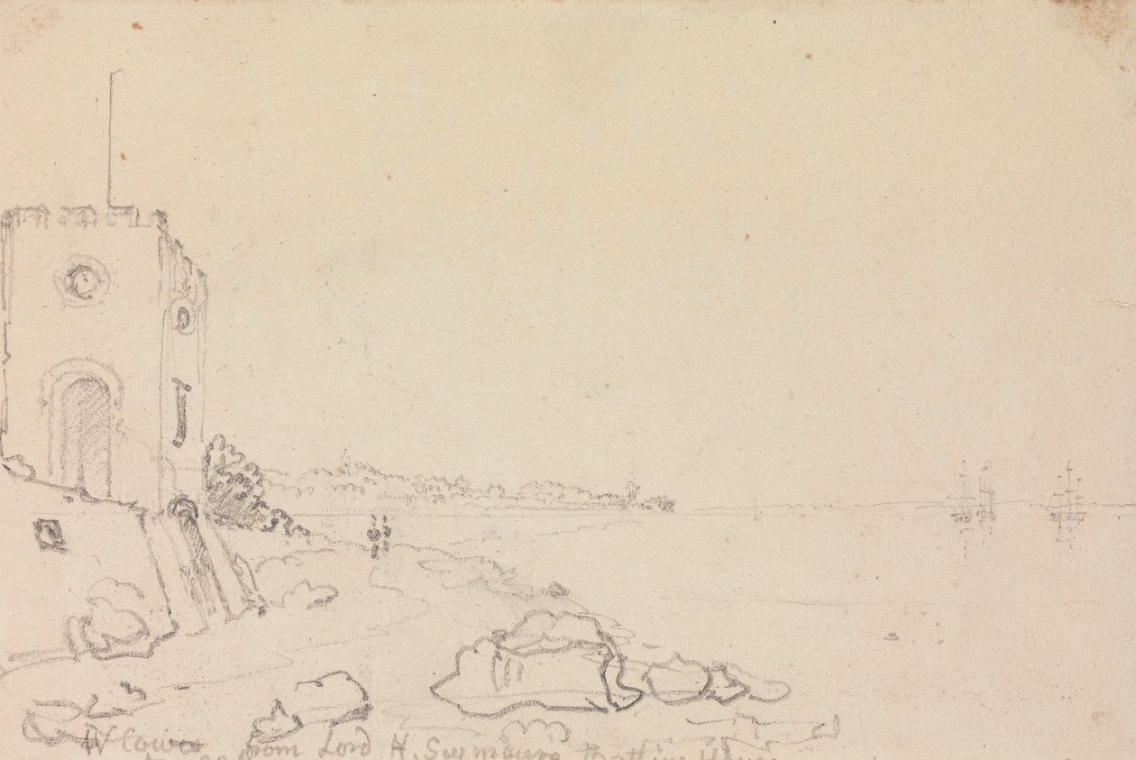 West Cowes från Lord Henry Seymours badhus, oktober 1825 av Capt. Thomas Hastings