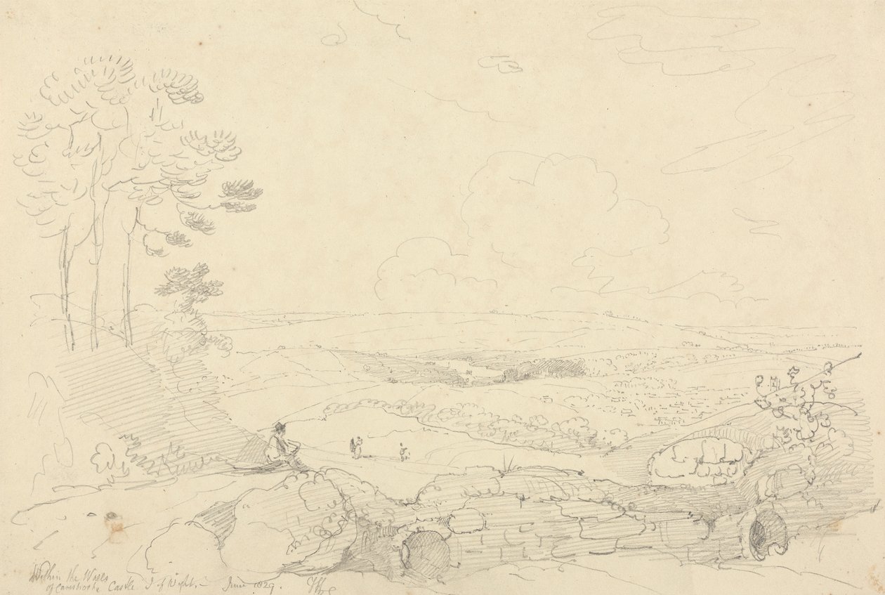 Inom murarna av Carisbrooke Castle, Isle of Wight, juni 1829 av Capt. Thomas Hastings