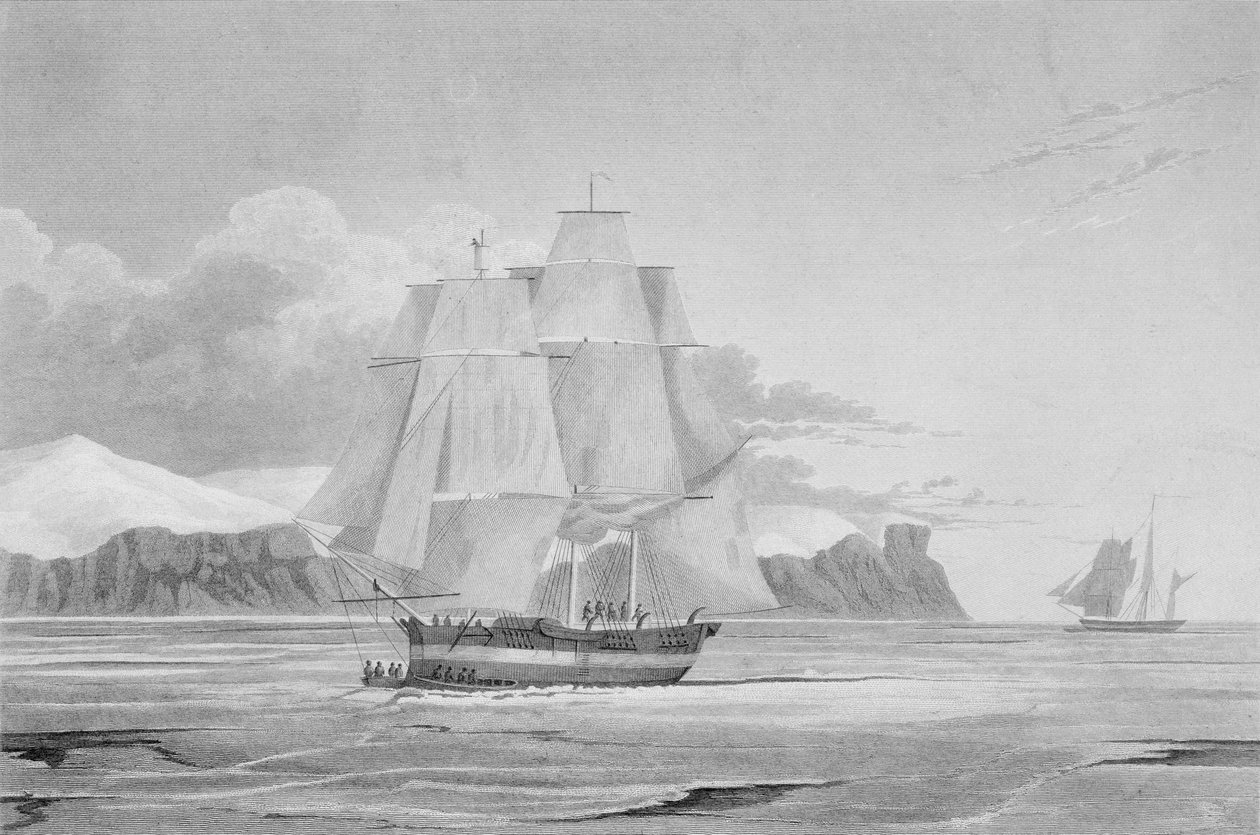 Segling genom ung is, september 1824, ur "Journal of a Third Voyage for the Discovery of a North West Passage from the Atlantic to the Pacific performed in the Years 1824-25 in H.M.