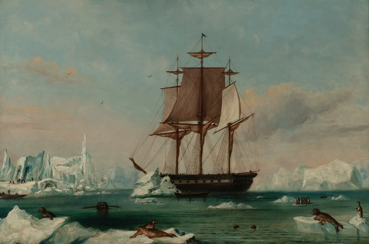 USS Vincennes i Disappointment Bay (olja på duk) av Captain Charles (attributed to) Wilkes