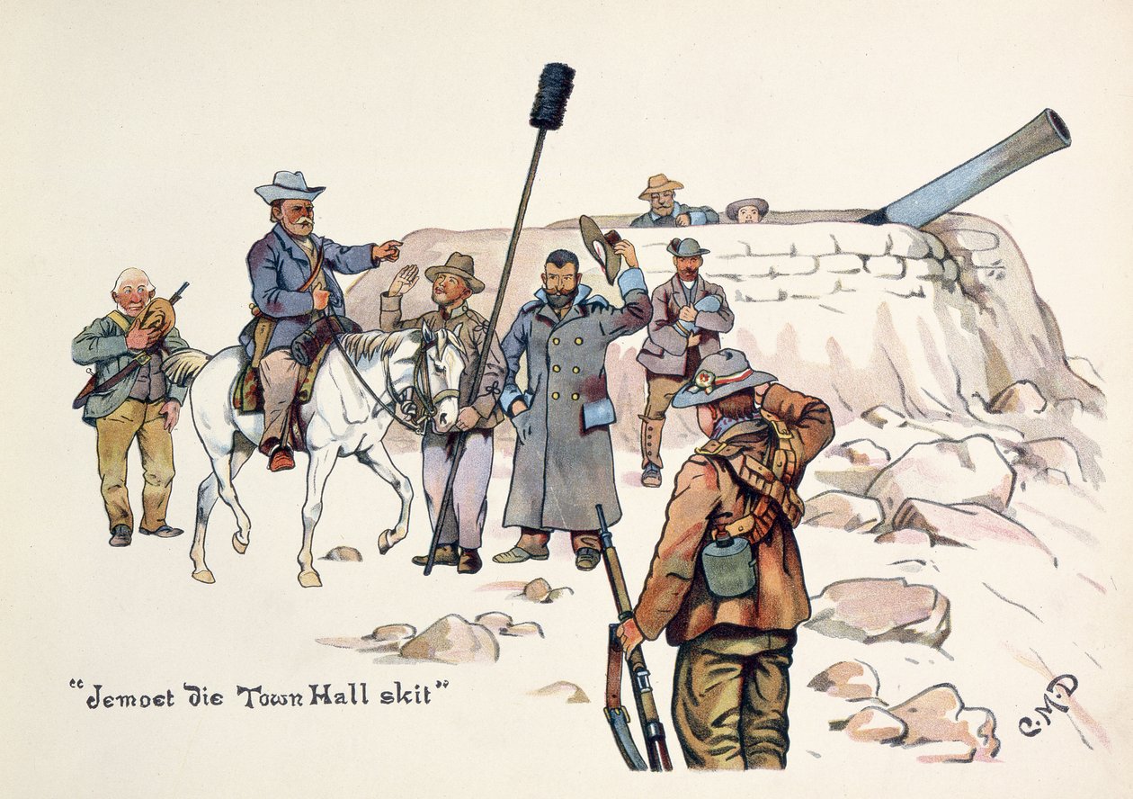 Jemoet die Town Hall-skit, från The Leaguer of Ladysmith, 1900 av Captain Clive Dixon
