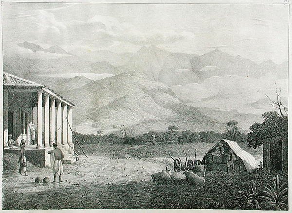 Seremoogy, eller Streemoogy, Pass, Neelgherry Mountains, skylt 1 från View of the Neilgherries, eller Blue Mountains of Coimbetoor, Southern India av kapten McCurdy, publicerad 1830 av Captain E. A. after McCurdy