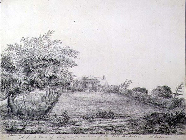 En frontvy av Napoleon I:s Longwood-residens på sen eftermiddag, St. Helena av Captain G. Rotton