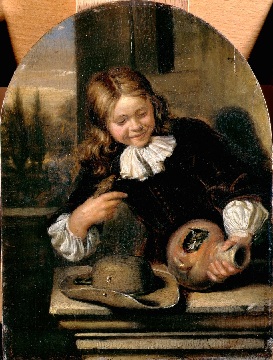 Pojke med en Flagon och ett fågelbo av Carel De Moor