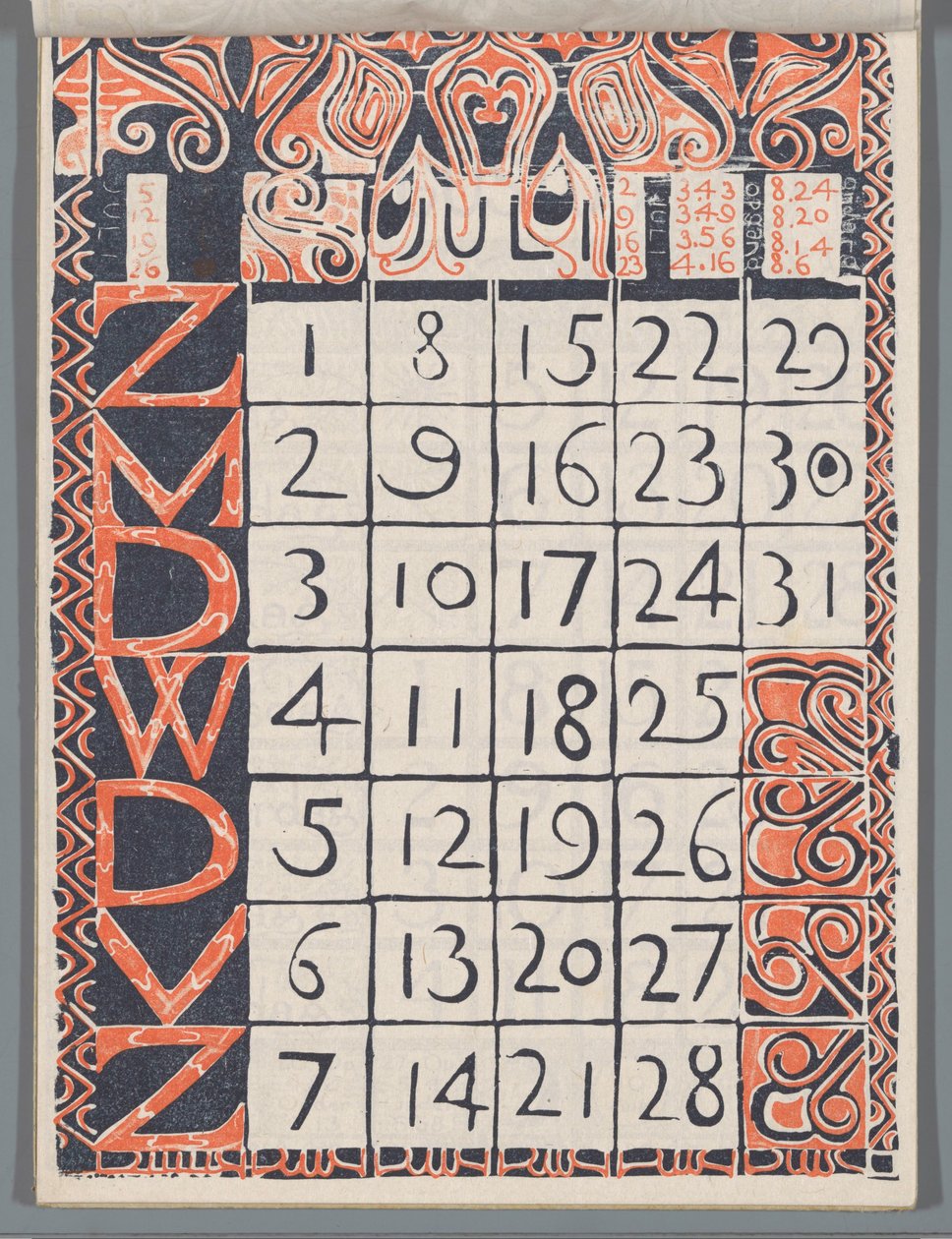 Kalenderblatt Juli 1900 av Carel Adolph Lion Cachet
