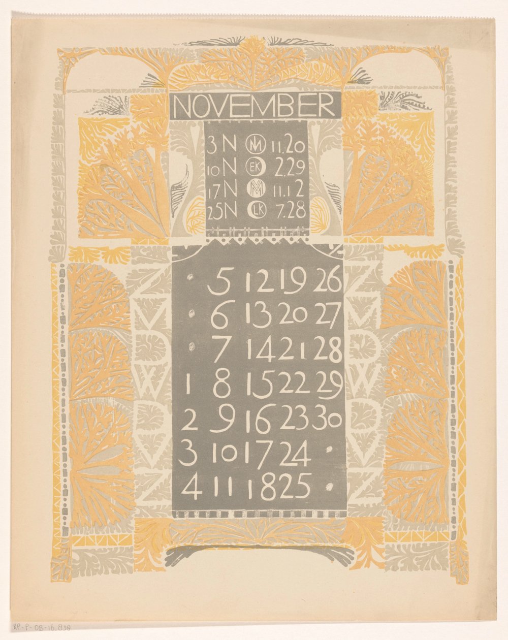 Kalenderblatt November 1899 av Carel Adolph Lion Cachet
