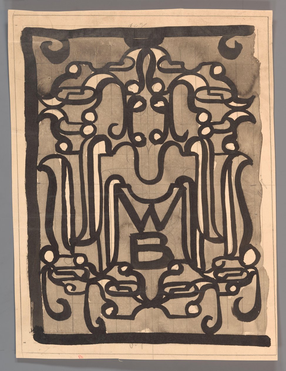 Design av en vinjett (?) för Världsbiblioteket av Carel Adolph Lion Cachet