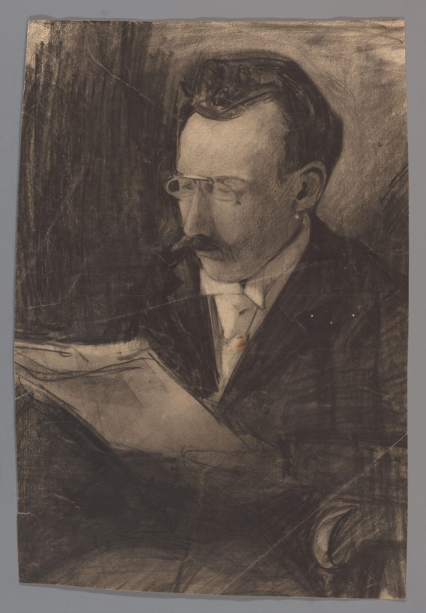 Porträtt av en man som läser av Carel Adolph Lion Cachet